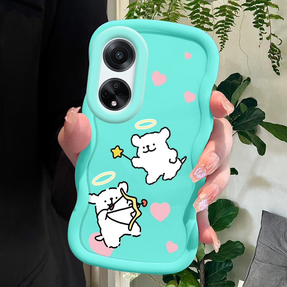 

М який силіконовий чохол Macaron Phone Case з намальованим візерунком Big Wave Edge Протиударний захисний гумовий чохол для OPPO Reno Realme OPPO A17K синій