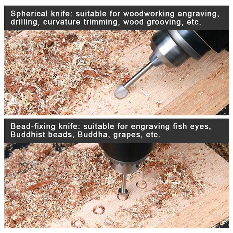 5/6 Stück Holz schnitzende Bohrer-Set mit 3 mm Schaft Kompatibel mit Dremel Rotationswerkzeug Holzbearbeitungszubehör