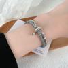 Simple aquamarine broken silver beaded bracelet, summer clear and exquisite versatile bracelet, light luxury and high-end jewelry women