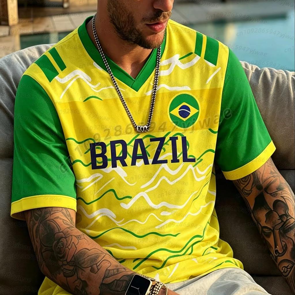 2026 men women  Brazil flag Football Jerseys For Men Classic  Brazil Short  Sleeve Tees Casual O-neck Sports Tshirts Men t-shirt