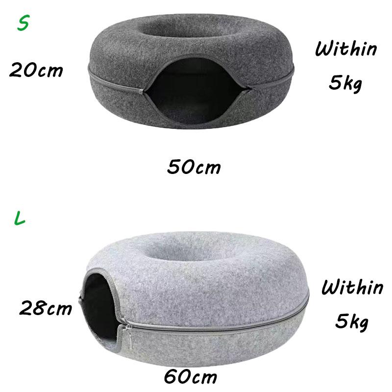 Felt Cat Bed Donut Pet Tunnel Nest Interactive Toys Dual-use Indoor Dog Kennel Removable Kitten House Basket Training Toy
