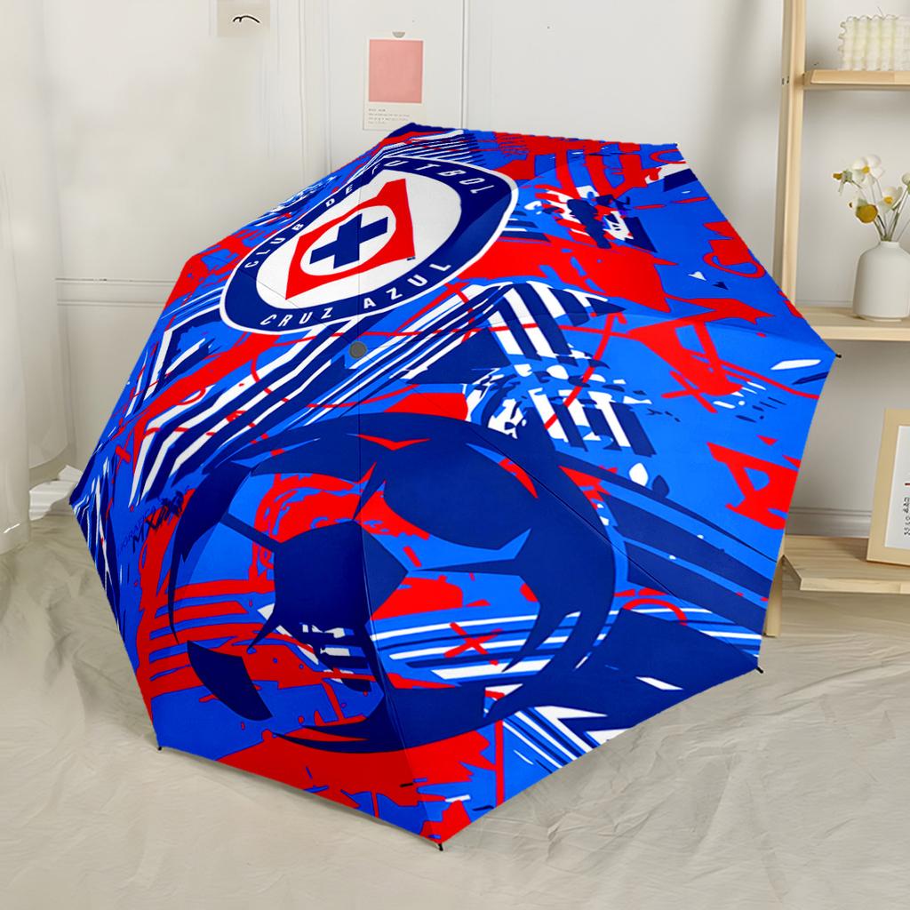 Cruz Azul Football Crest Automatic Umbrella Sturdy 8-Rib Shaft Compact Design for Women/Men Elegant Women's Umbrella Perfect Gift for Friends & Family