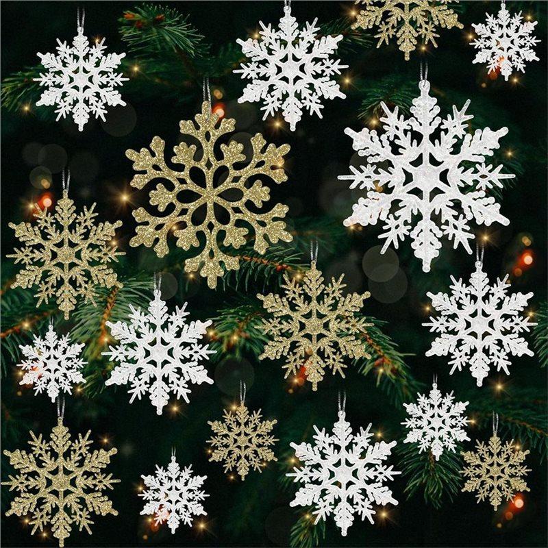 Premium-Snowflake Ornament Set 36Pcs- Plastic Christmas For Tree Decorations, Glitter Snowflakes For Holiday For Tree Flake
