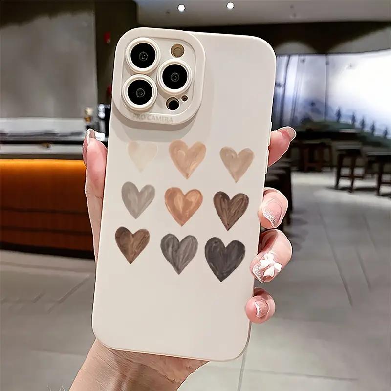 Case For iPhone 16 15 Case iPhone 14 Pro Max Case Heart Pattern Graphic Print Phone Case For iPhone 13 12 11 XS X 7 8 Plus Cover iPhone 13 белый