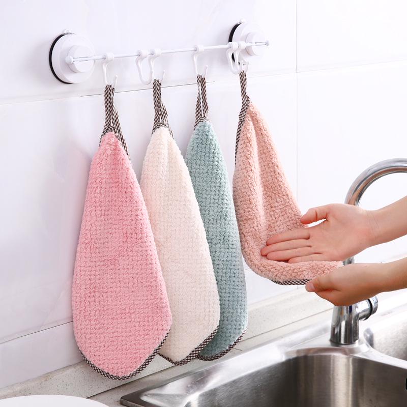 Double-Sided Checkered Coral Fleece Dish Towel - Lint-Free, Water Absorbent, Non-Stick Oil