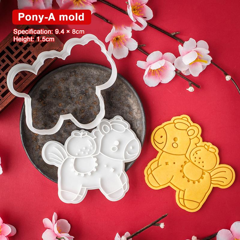 2026 Year Of The Horse Cookie Cutter Plastic Horse Mold For Fondant Biscuits Easy Release Design Diy Cookie Stamp Bakery Tools