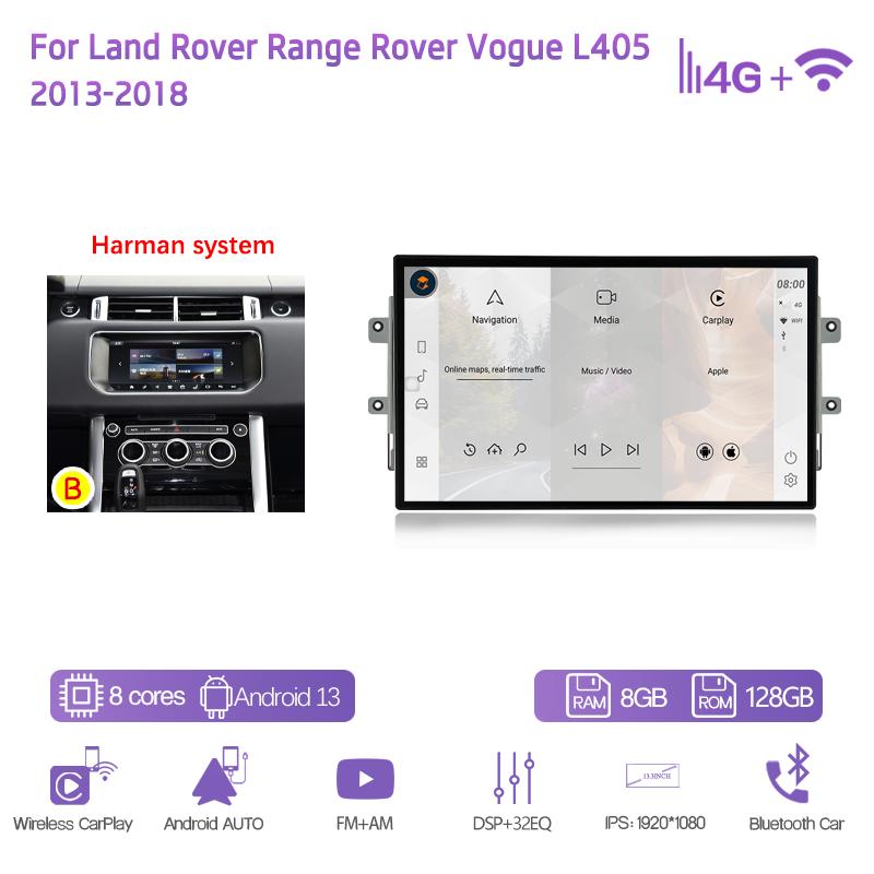

13.3 For Land Rover Range Rover Vogue L405 2013-2018 Android13 Car Multimedia Player GPS Navigation 8+128G CarPlay 4G AC Screen
