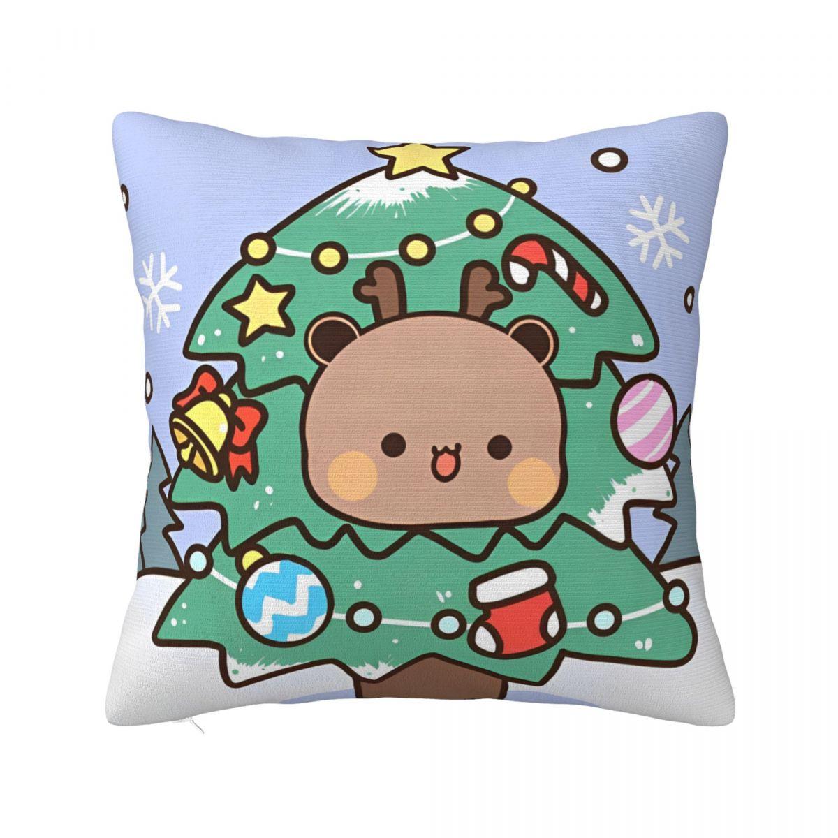 Bubu Dudu Рождественская квадратная наволочка Рождественская панда Дерево Наволочка на подушку Пользовательская молния Наволочка Чехол для декоративной подушки для дома 45*45см 12x12Inch