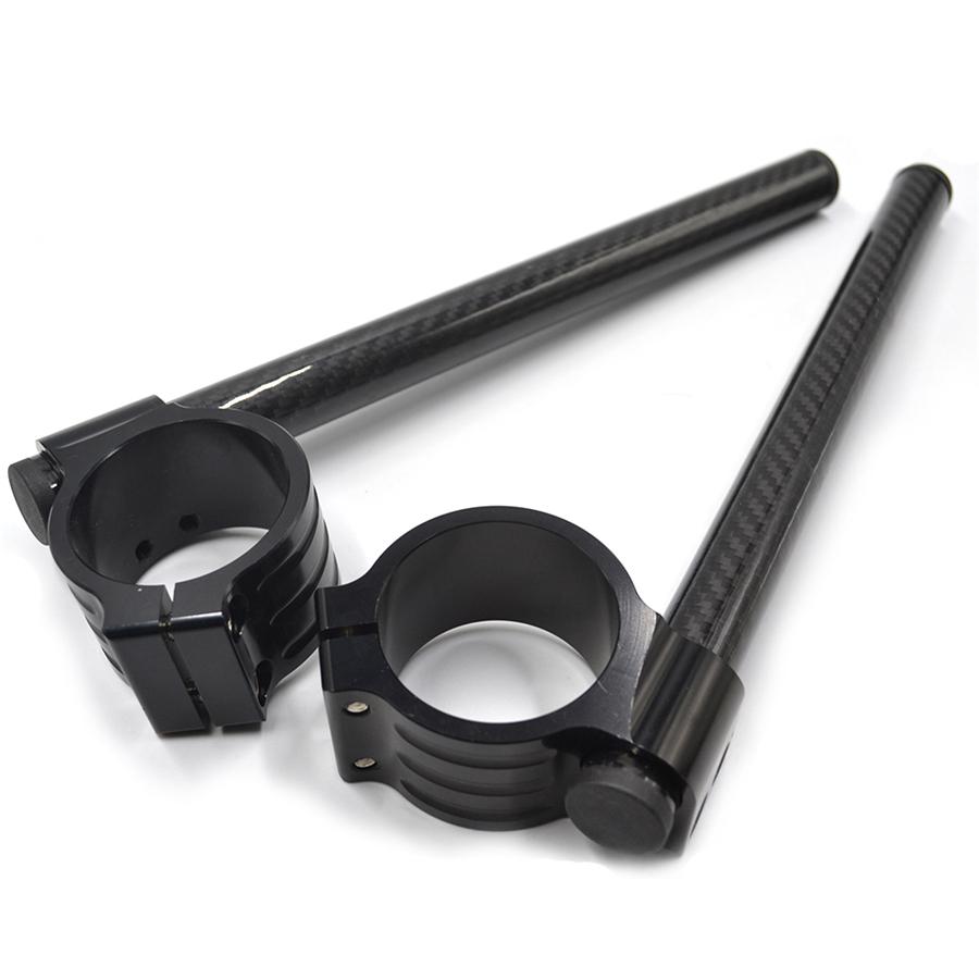 100% Real Carbon Fiber Clip-On Motorcycle 7/8" Handlebars 35mm Fork Tube For Cafe Racer Universal