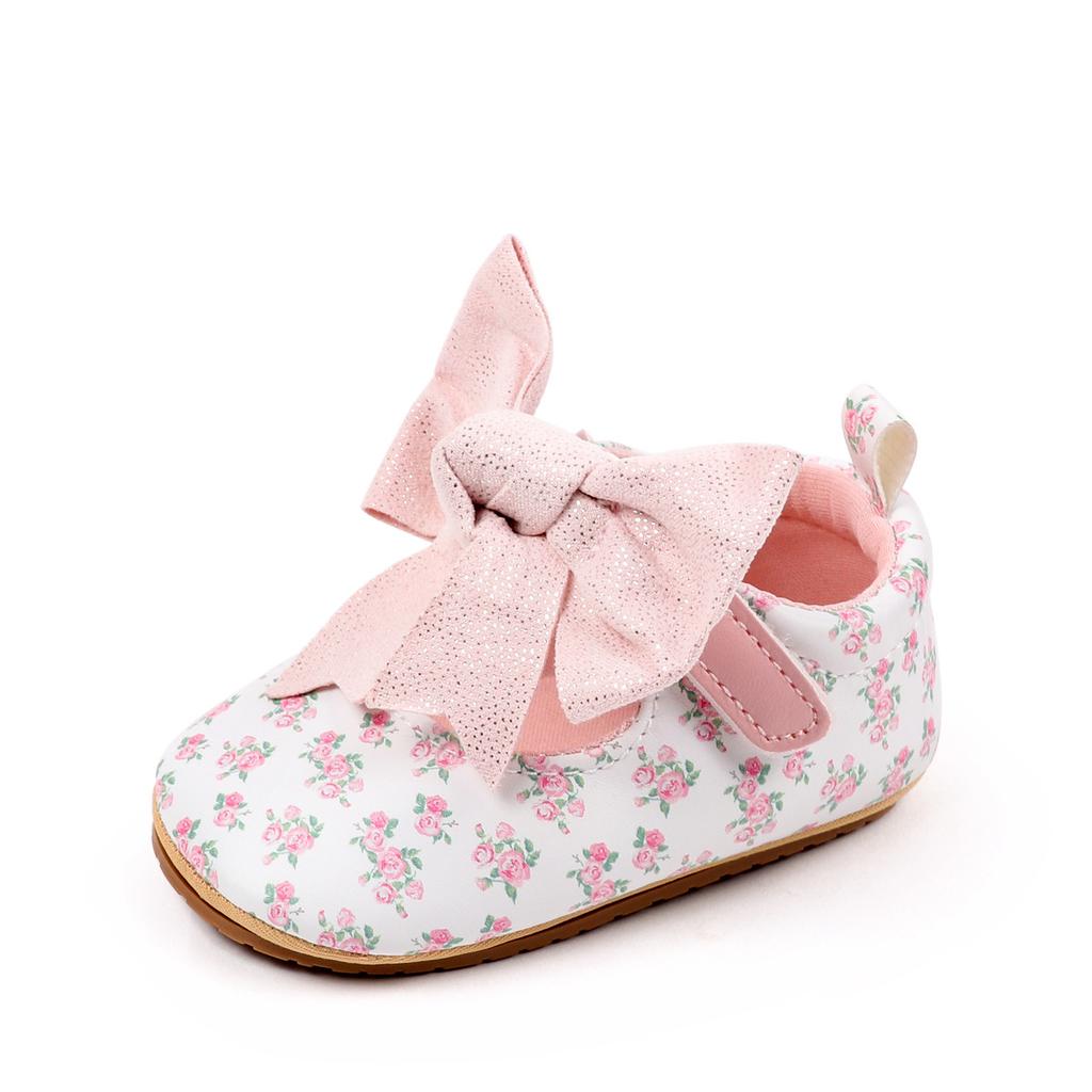 Spring Autumn Baby Walking Shoe New Korean Version Cute Floral Soft Shoe Retro Child Anti Slip Baby Home Prewalker Shoes