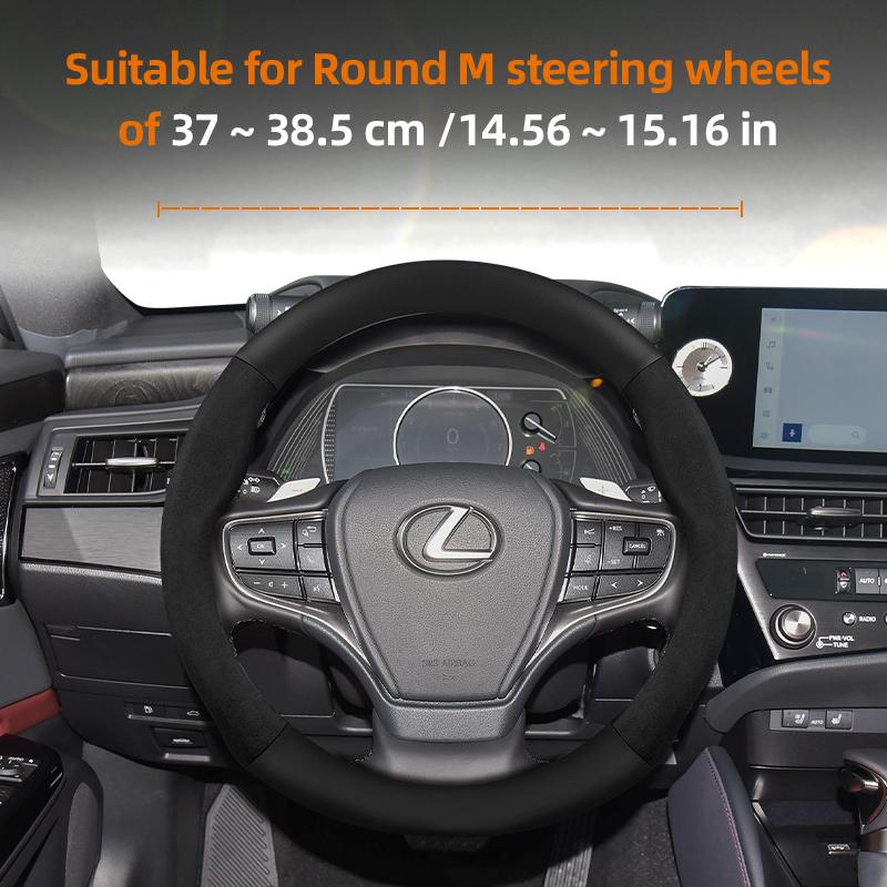 Suitable for Lexus Suede Matte Carbon Fiber Texture Steering Wheel Cover Suitable for Is250 Gs300 Lx 570 Nx Is350 2019 Es350 Gx460 Is 300 Ls400 Is300