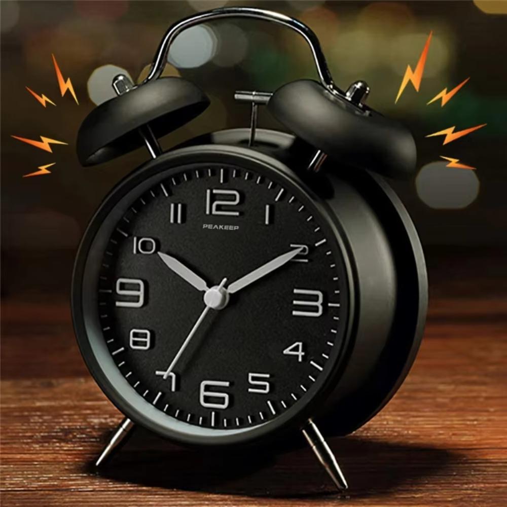 Metal Frame Silent Twin Bell Loud Alarm Clock Luminous Table Clock Student Alarm Clock  Living Room