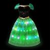 Vestito LED Luminoso per Bambina Ragazza Bambini Viola Verde Costume Cosplay Carnevale Festa di Compleanno Vestiti Costume di Halloween Abito da Ballo