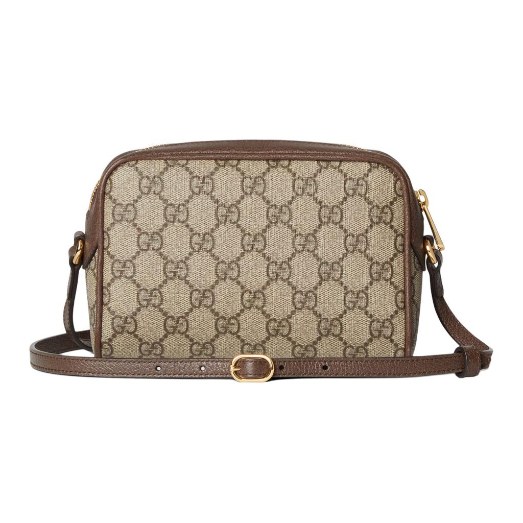 Gucci Ophidia Monogram Double G Pattern Zipper Closure Canvas And Leather Trim Crossbody Bag Women Bags Beige Brown 772311-K9GSG-8367