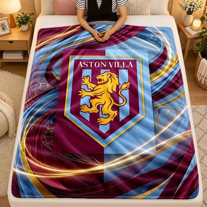 Flannel BlanketAston Villa Football Warm Soft Throw Blanket for Indoor Sofa Bed Living Room Use