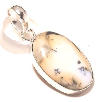 Dendrytowy Opal Kamień Szlachetny Wisiorek Ręcznie Robiony Prezent na Święto Dziękczynienia Biżuteria 1.6" t6a55