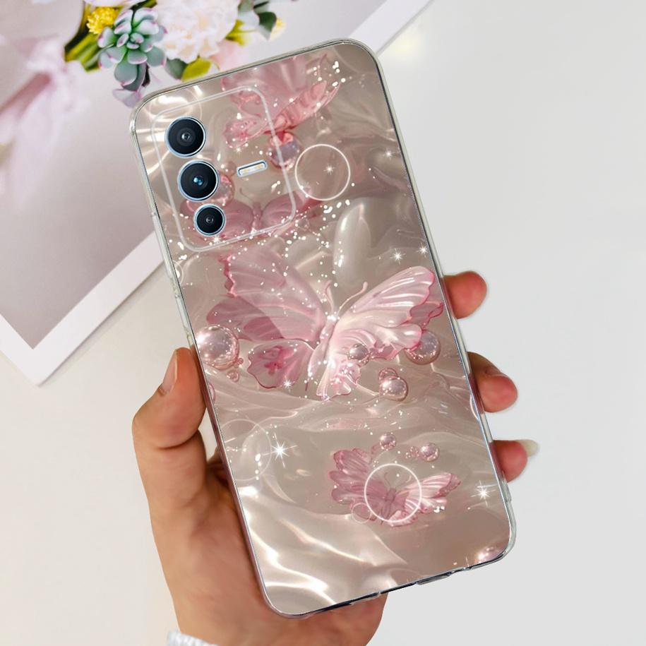 For Vivo V23 Pro V2132 Case For Vivo V23 5G V2130 V2303 Cover Fashion Flower Clear Silicone Phone Case For Vivo V23e V 23 Bumper