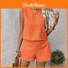 Ensemble Tenue Décontractée Sans Manches pour Femme avec Détails Boutonnés pour le Printemps