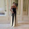 European and American Contrasting Color Splicing Dress, Sexy Slim and Thin Temperament, High Waist Suspender Evening Dress Dress