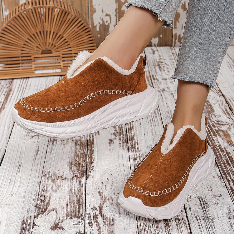 Large size cotton shoes for women's autumn and winter new thick-soled piled thickened warm one-pedal cotton boots snow boots for women