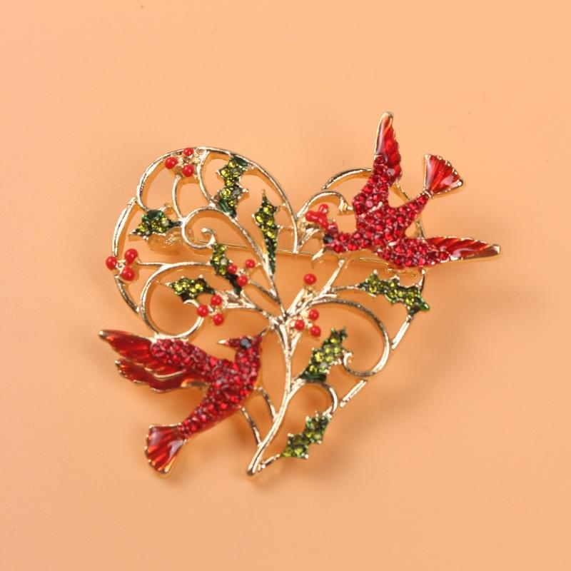 

Мультяшный нишевый дизайн венок с каплями масла двойная птица сплав животное брошь аксессуары для одежды