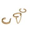 Niche Design Chain Ear Bone Clip Set, Simple Diamond-set Ear Clip Without Ear Holes, Female, Stacked and Worn Combination Earrings