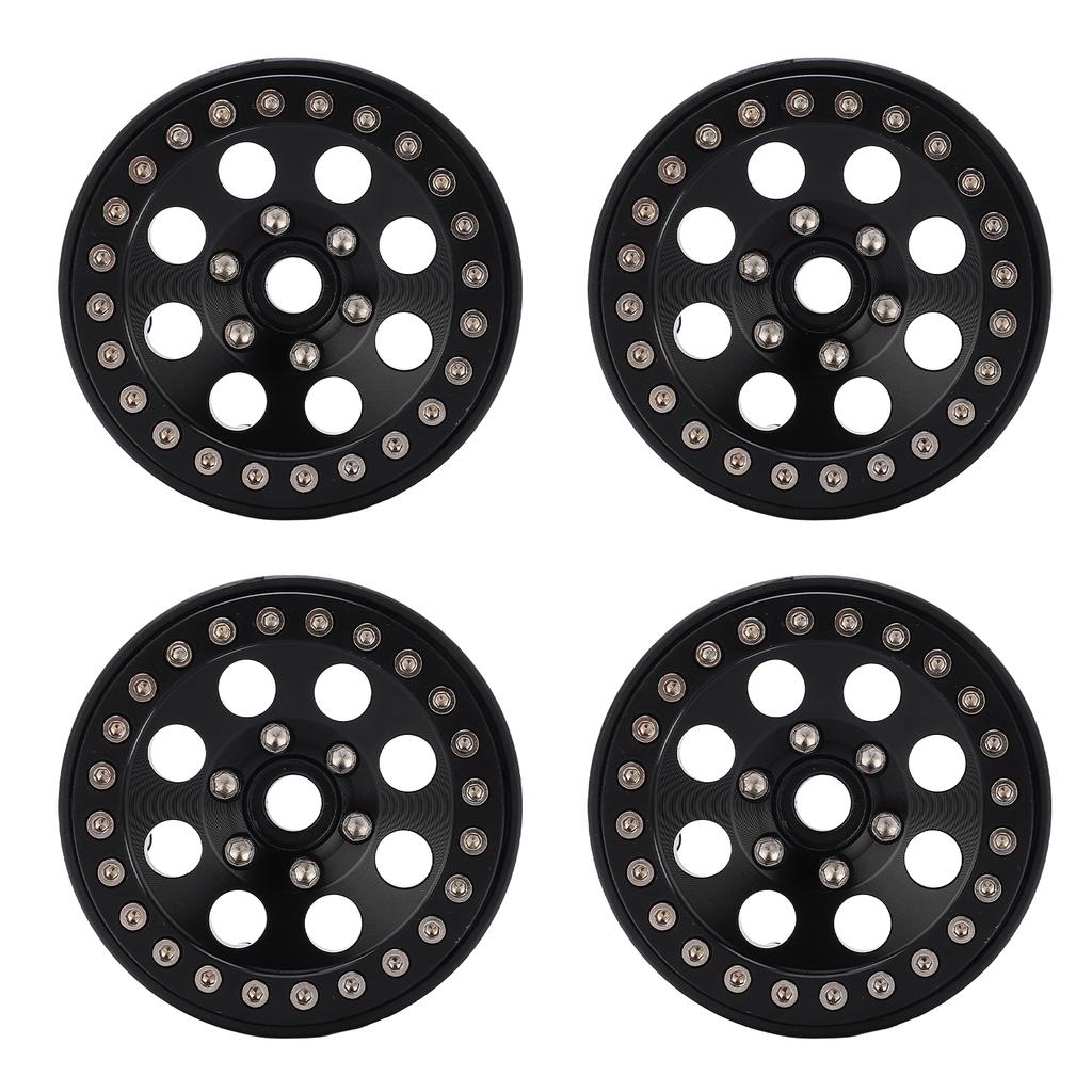 4pcs 1.9 Inch RC Metal Beadlock 8 Round Hole Wheel Rim Hubs for Axial SCX10 90046 RC 110 CarBlack