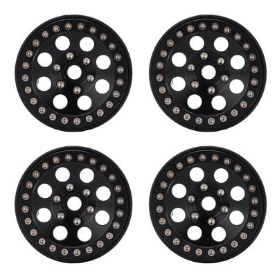 4 Stück 1,9 Zoll RC Metall Beadlock 8 runde Lochfelgen Naben für Axial SCX10 90046 RC 110 Auto Schwarz