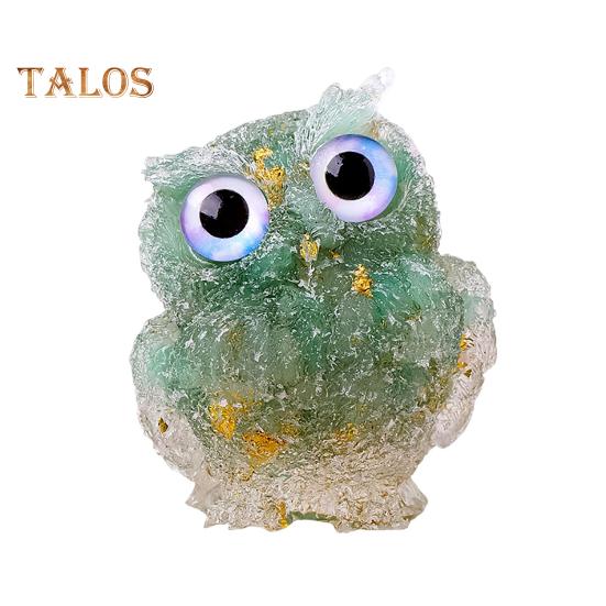 Přírodní křišťálová figurka sovy Ručně vyrobená socha sovy z pryskyřice naplněná křišťálovými kameny Stolní ozdoba sovy pro domácí kancelář Dekorace auta Reiki léčení