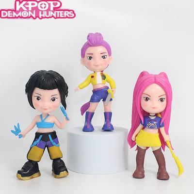 3PCS Kpop Demon Hunters Anime Figure Toys Cute PVC Movable Joints Action Figure Model Dolls Kids Birthday Decoration Toy Gifts