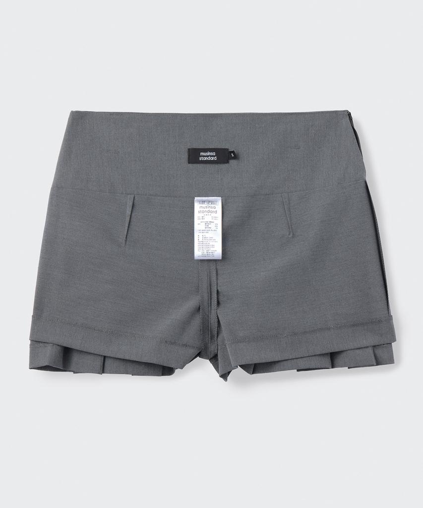 Musinsa Standard Woman Women'S Low-Rise Pleated Mini Scotts [Melange Grey]