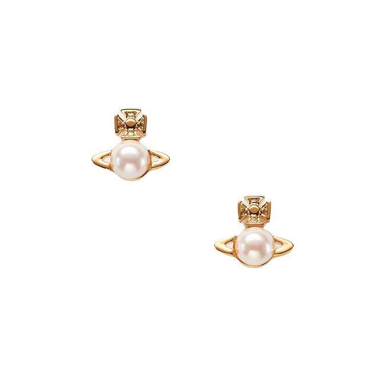 Vivienne Westwood Balbina Earrings Elegant Exquisite Mini Pearl Studs Women earrings 62010268-02R313 Box
