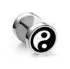 1Pc Punk Black Stainless Steel Round Stud Earrings Women Men Gothic Tunnel Barbell Dumbbell Earings Ear Piercing Zircon Gifts