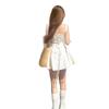 French Retro Apricot Polka Dot Spaghetti Strap Dress for Women - A-line, Waist-cinching Flared Short Skirt (2026 Style).
