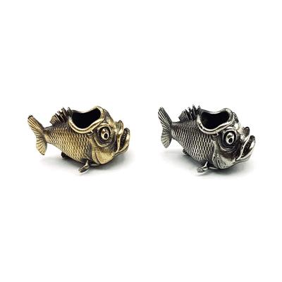 Retro Brass African Piranha Knife Pendants EDC Outdoor Products DIY Paracord Beads Copper Fish Figurine Umbrella Rope Hangings Keyrings