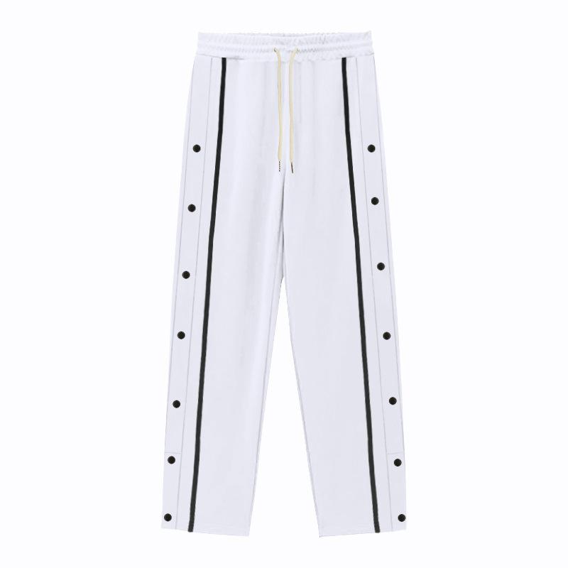New Men Casual Sports Breasted Pants Men's Jogger Button Loose Straight Drawstring Oversized Loose Trousers
