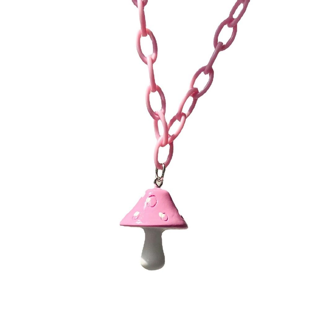 Colorful Resin Mushroom Necklace For Women Stunning Geometric Style Fashion Jewelry