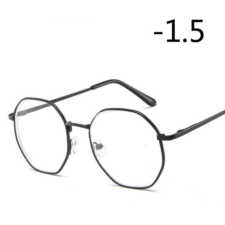 Polygonal Women Men Myopia Glasses With Degree Retro Metal Student Shortsighted Prescription Eyeglasses 0 -0.5 -0.75 To -4.0