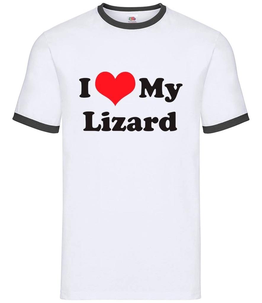 I Love My Lizard - Mens Ringer - Gecko Reptile Iguana Chameleon Pet Animal