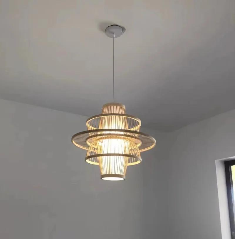 Bamboo Pastoral Rattan pendant lamp Wooden Restaurant Lighting Chinese Style Bamboo Decorative pendant lights