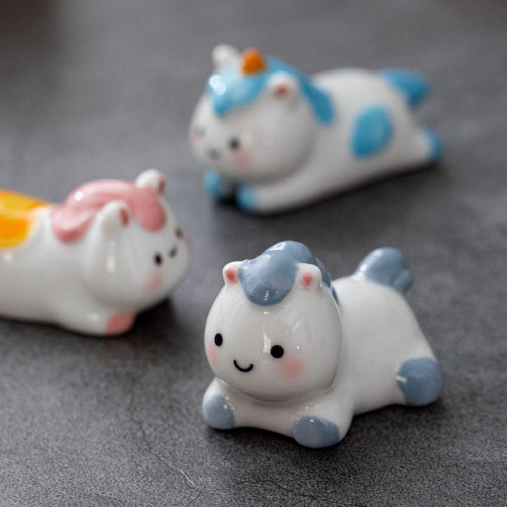 Ceramic Chopsticks Holder Cartoon Spoon Rack Holder Simple Horse Chopstick Rest  Decor