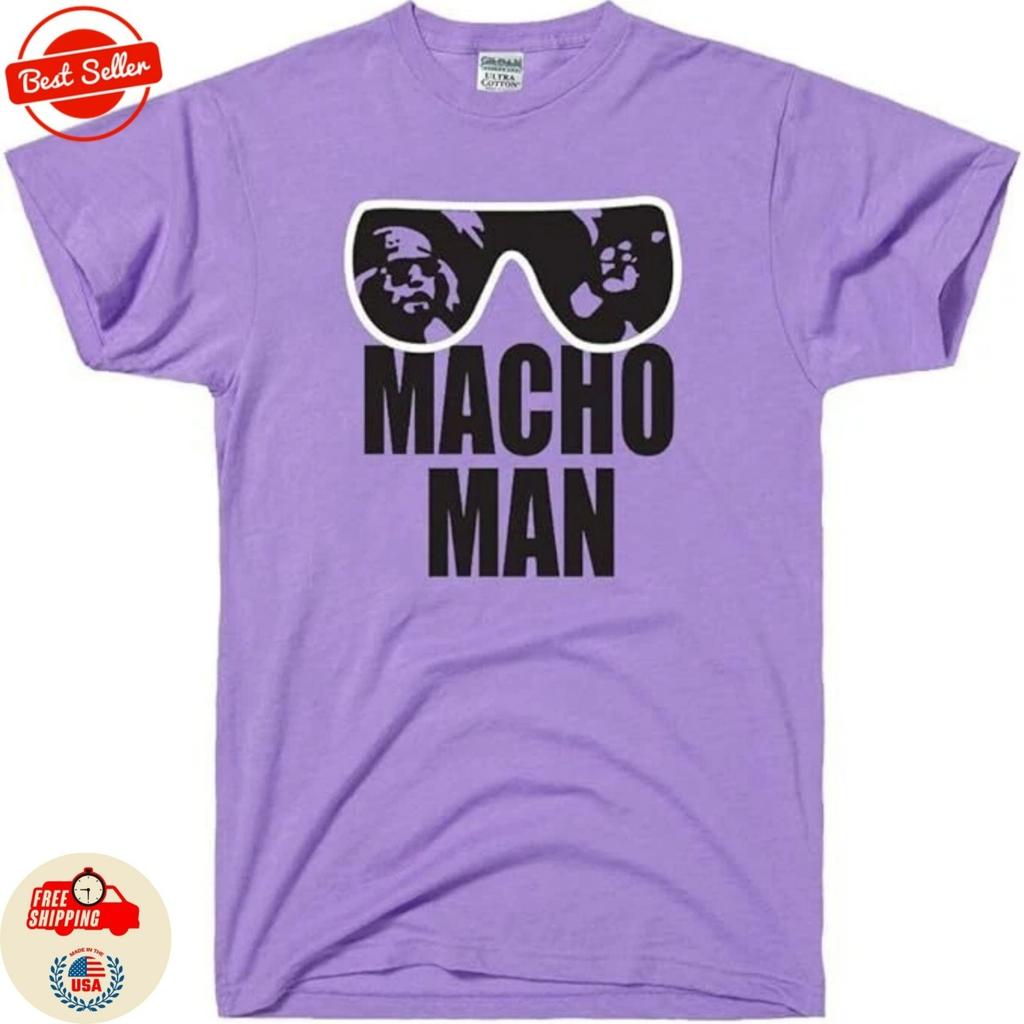 T-shirt viola stile vintage Macho Man Randy Savage ristampa