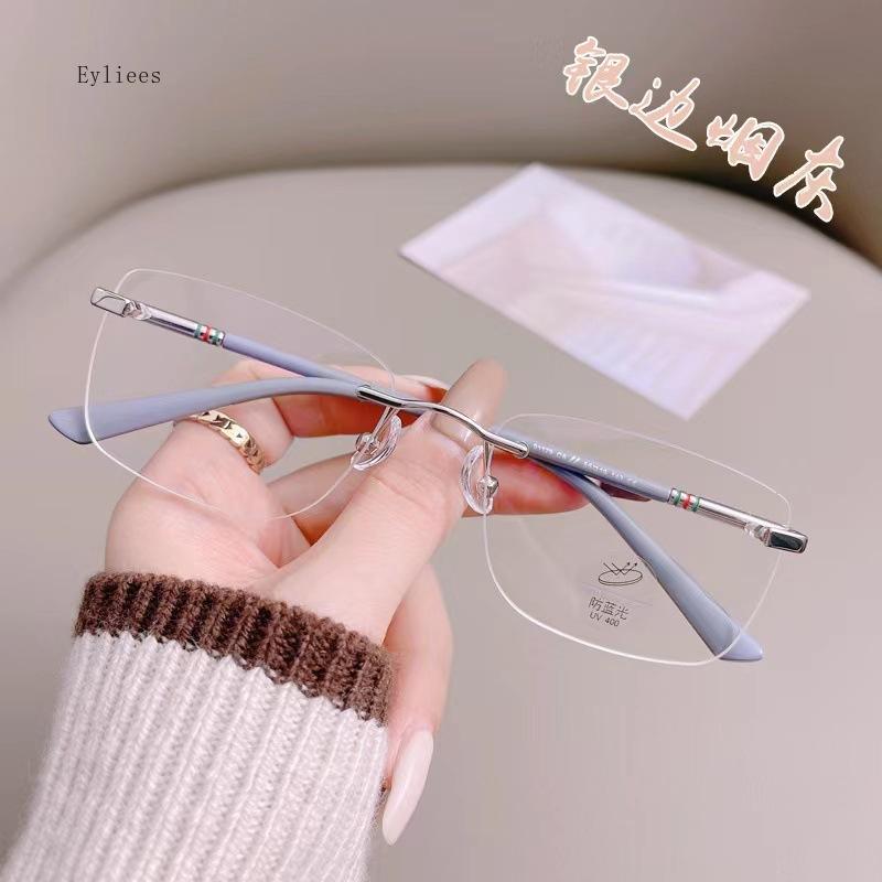 Rimless Ladies Myopia Eyeglasses Anti Blue Light Minus Eyeglasses Finished Prescription Near Sight Eyewear Diopter 0-4.0