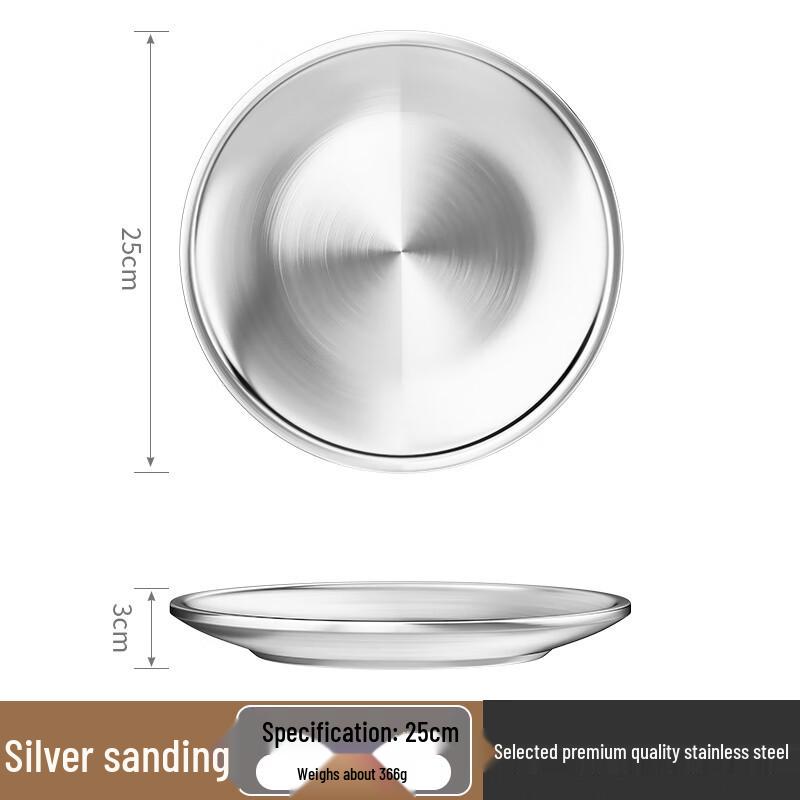 Korean Style Gold Double-Layer Insulated Stainless Steel Round Plate