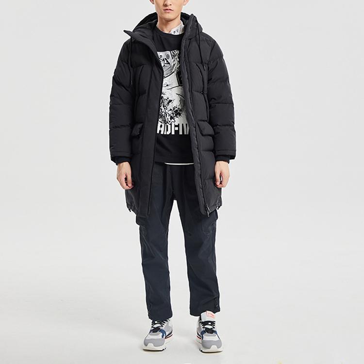 Li Ning Badfive Basketball Series Warm Hooded Down Jacket Men Outerwear Standard-Black AYMQ103-3