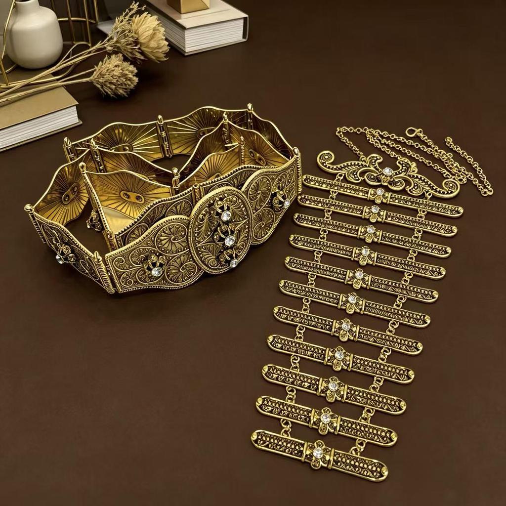 Russian Caucasian Women's Ethnic-Style Adjustable Belt and Breastplate Set