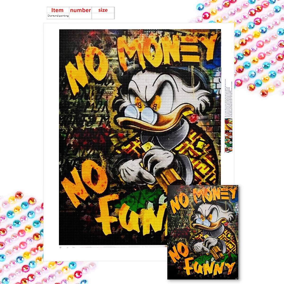 

Наборы для алмазной мозаики 5D DIY для взрослых, Дональд Дак Грабитель, наборы с полными круглыми кристаллами для начинающих для украшения стен дома Round 20x30cm