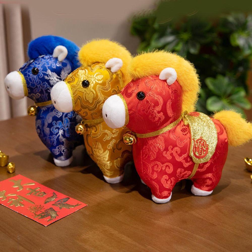 Colorful Horse Plush Doll Creative Cartoon Steed Doll Chinese New Year Gift Home Decoration
