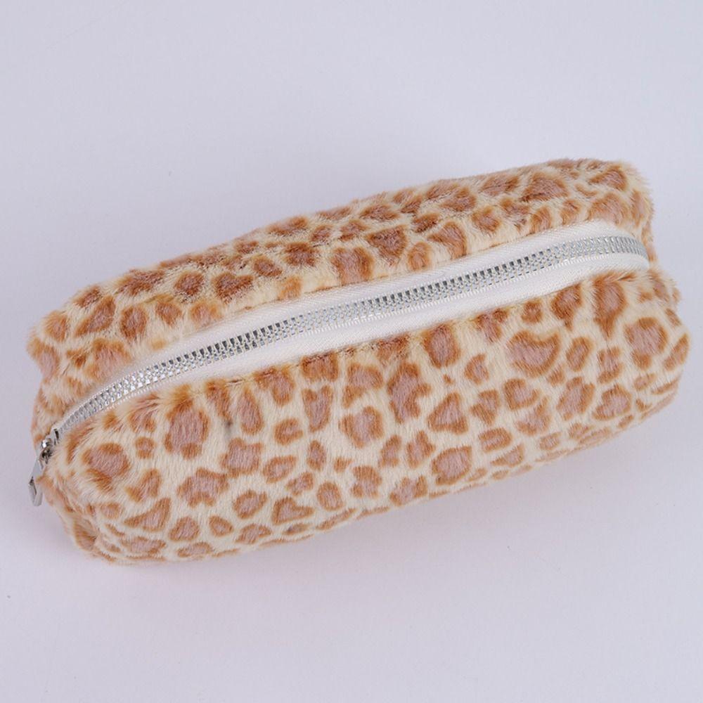 Leopard Printted Pattern Pen Bag Plush Pen Box High Quality Stationery Organizer  School Office