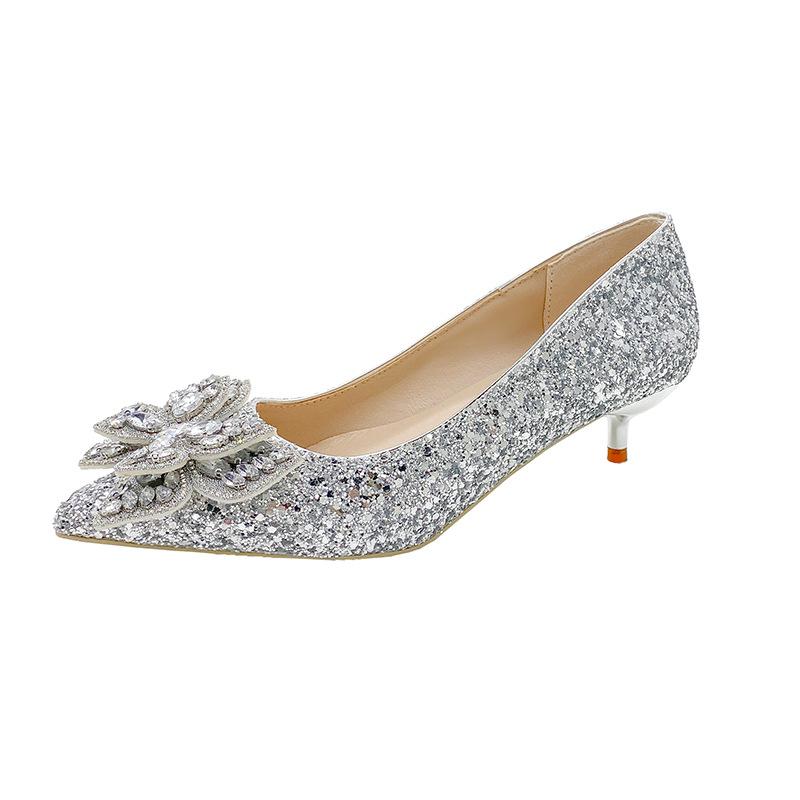 Red Crystal Wedding Shoes Women's Chinese Xiuhe Wedding Dress Two Wear Bridal Engagement Shoes Not Tired Feet Bow High Heels